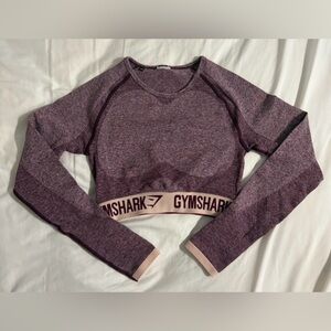 Gymshark Women's Heathered Purple Long Sleeve Crop Top